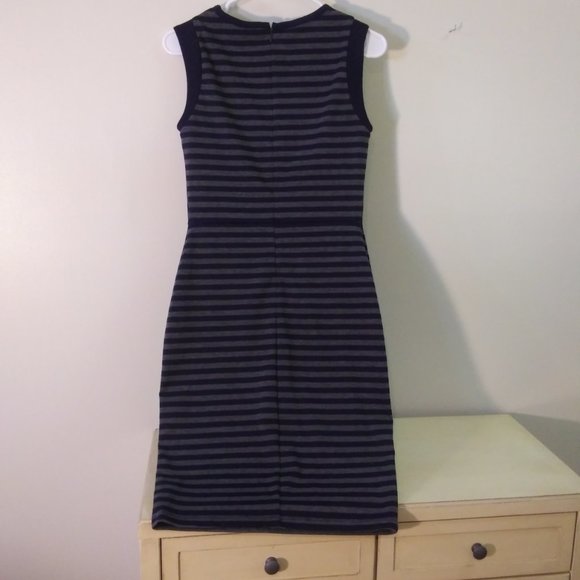 Merona (Target) sheath style midi dress - gray/navy stripe - size XS - Picture 3 of 4